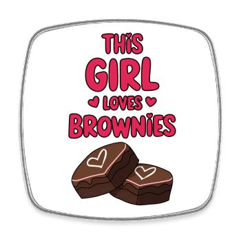 Brownies Saying Girl Funny Brownie Gift - Square fridge magnet - white - Front