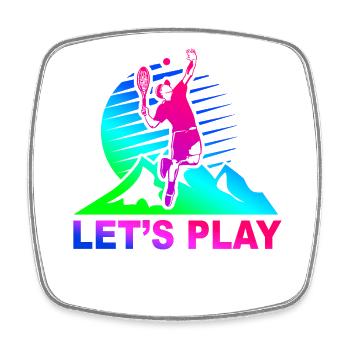 Funny Tennis Player Racket 80s 90s - Square fridge magnet - white - Front