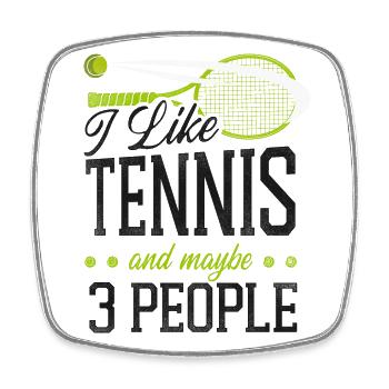 Raquette de joueur de tennis drôle j’aime - Magnet carré - blanc - Devant
