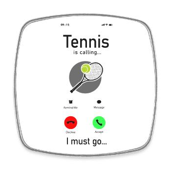 Funny Tennis Player Racket Phone - Square fridge magnet - white - Front