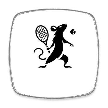 Minimalistische Maus Ratte Tennisspieler Silhouett - Viereckiger Kühlschrankmagnet - Weiß - Vorne
