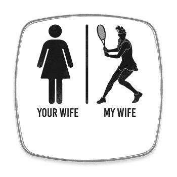 Drôle de joueur de tennis raquette votre - Magnet carré - blanc - Devant