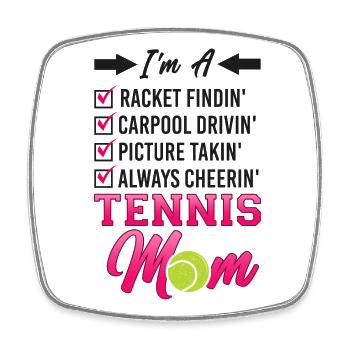 Drôle de joueur de tennis raquette maman je suis - Magnet carré - blanc - Devant