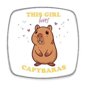 This girls loves Capybaras - Square fridge magnet - white - Front