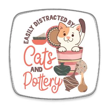 poterie céramiste artiste chat facilement - Magnet carré - blanc - Devant