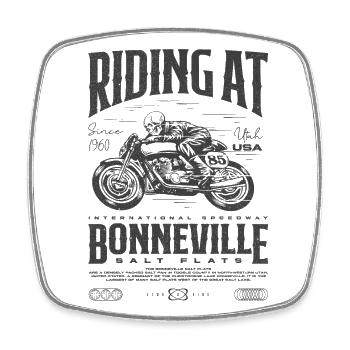 Bonneville Salt Flats Moto Anniversaire 1960 - Magnet carré - blanc - Devant