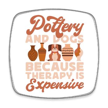 Pottery Ceramics Artist Dog - Square fridge magnet - white - Front