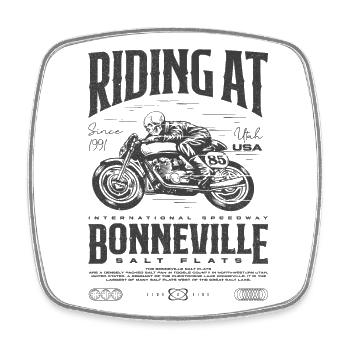 Bonneville Salt Flats Moto Anniversaire 1991 - Magnet carré - blanc - Devant