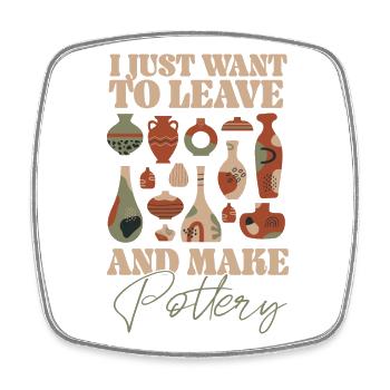 Poterie Céramiste Artiste I Just - Magnet carré - blanc - Devant