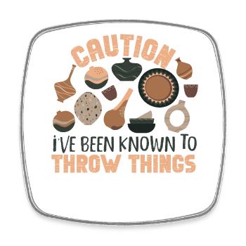 Pottery Ceramics Artist Caution - Viereckiger Kühlschrankmagnet - Weiß - Vorne