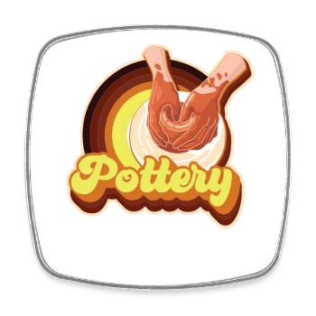 Pottery Ceramics Artist Retro 70s - Viereckiger Kühlschrankmagnet - Weiß - Vorne