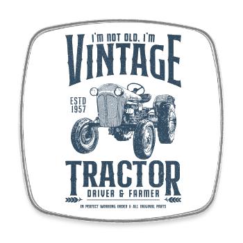 Oldtimer Traktor Bauer Geburtstag Jahrgang 1957 - Viereckiger Kühlschrankmagnet - Weiß - Vorne