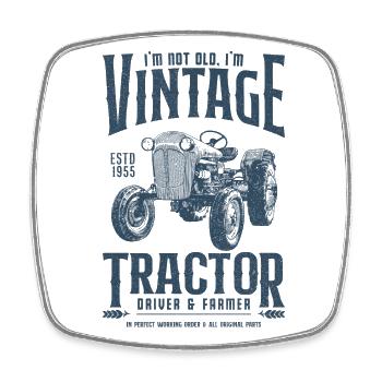Tracteur Vintage Fermier Anniversaire Né En 1955 - Magnet carré - blanc - Devant