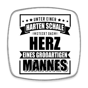 Starke Schale großes Herz Ehemann Vater - Viereckiger Kühlschrankmagnet - Weiß - Vorne