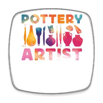 Pottery Ceramics Artist Watercolor - Square fridge magnet - white - Front