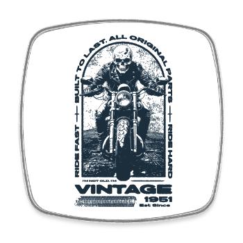 Moto Vintage Motards Moto Anniversaire 1951 - Magnet carré - blanc - Devant