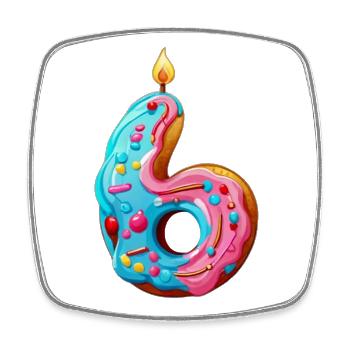 NUMMER 6 KUCHEN SWEET 6. GEBURTSTAG - Viereckiger Kühlschrankmagnet - Weiß - Vorne