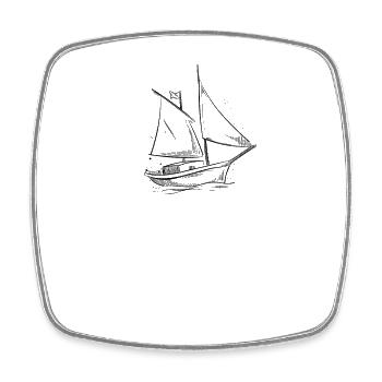 Segelboot Meer Silhouette minimalistisches Design - Viereckiger Kühlschrankmagnet - Weiß - Vorne