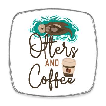 Otter Coffee Otters And Coffee - Viereckiger Kühlschrankmagnet - Weiß - Vorne