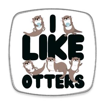 Otter I Like Otters - Square fridge magnet - white - Front