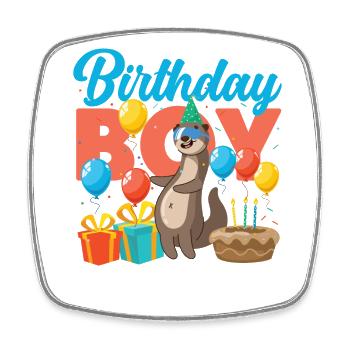 Otter Birthday Boy Birthday Boy - Square fridge magnet - white - Front