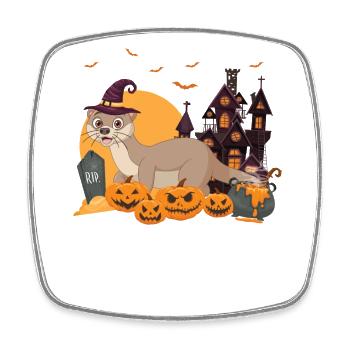 Otter Halloween Pumpkin - Viereckiger Kühlschrankmagnet - Weiß - Vorne