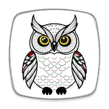hibou mignon - Magnet carré - blanc - Devant