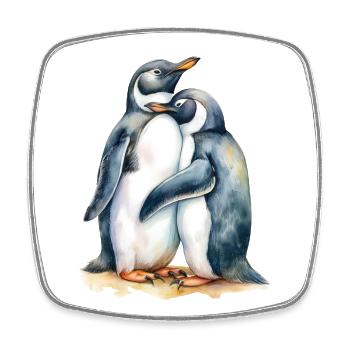 Des pingouins blottis les uns contre les autres - Magnet carré - blanc - Devant