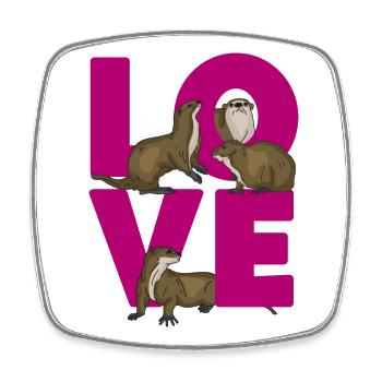 Otter Love - Square fridge magnet - white - Front