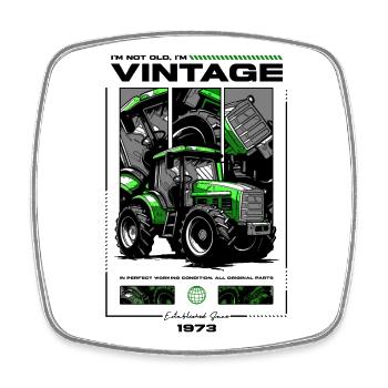 Oldtimer Traktor Bauer Geburtstag Jahrgang 1973 - Viereckiger Kühlschrankmagnet - Weiß - Vorne