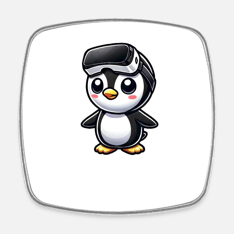 Süßer Pinguin VR Gamer Comic Gaming - Viereckiger Kühlschrankmagnet - Weiß