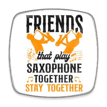 Saxophone Friends Besties Buddies - Viereckiger Kühlschrankmagnet - Weiß - Vorne