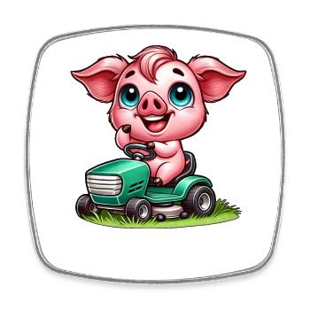 Pig and Tractor Landscaping - Square fridge magnet - white - Front
