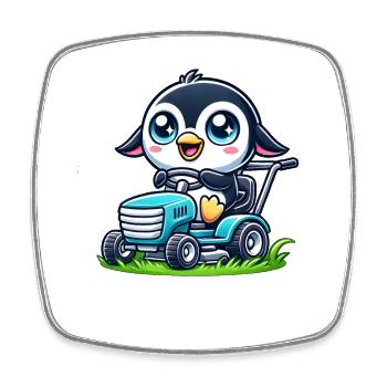 Penguin Tractor Horticulture Landscaper - Square fridge magnet - white - Front