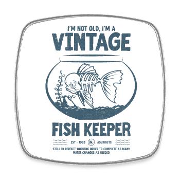 Vintage Fish Keeper Tropical Fish Birthday 1993 - Square fridge magnet - white - Front