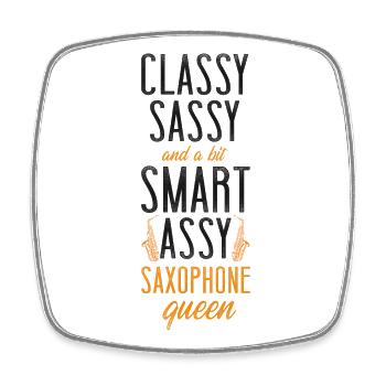 Saxophone Classy Sassy And A Bit - Square fridge magnet - white - Front