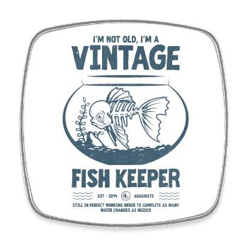 Vintage Fish Keeper Tropical Fish Birthday 2014 - Square fridge magnet - white - Front