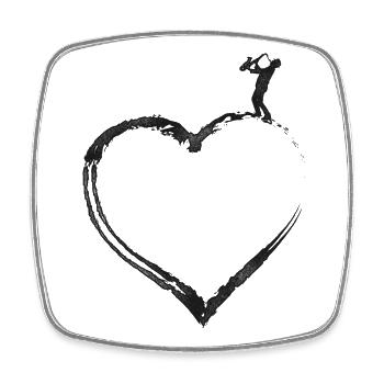 Saxophone Heart - Square fridge magnet - white - Front