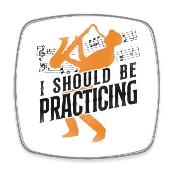 Saxophone I Should Be Practicing - Viereckiger Kühlschrankmagnet - Weiß - Vorne