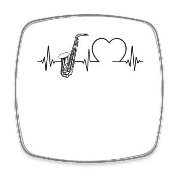 Saxophone Heartbeat - Viereckiger Kühlschrankmagnet - Weiß - Vorne