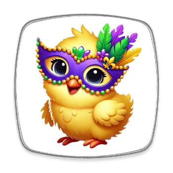 Mardi Gras Küken süßes Huhn Cartoon Design - Viereckiger Kühlschrankmagnet - Weiß - Vorne