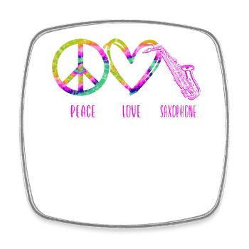 Saxophones Tie Dye Peace Love - Square fridge magnet - white - Front