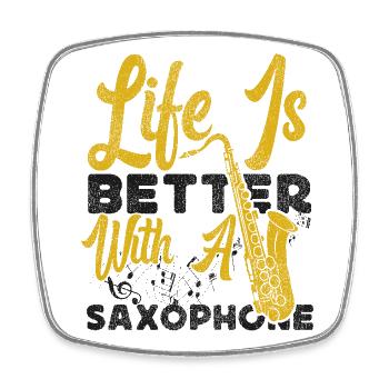 Saxophone Life Is Better With A - Viereckiger Kühlschrankmagnet - Weiß - Vorne