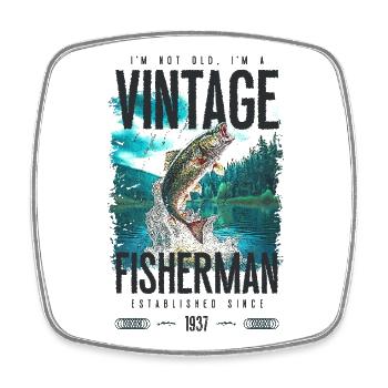 Vintage Trout Fisherman Fishing Birthday 1937 - Square fridge magnet - white - Front