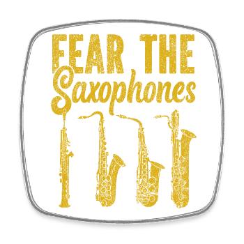 Saxophone Fear The Saxophones - Viereckiger Kühlschrankmagnet - Weiß - Vorne