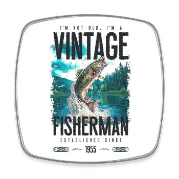 Vintage Trout Fisherman Fishing Birthday 1955 - Square fridge magnet - white - Front