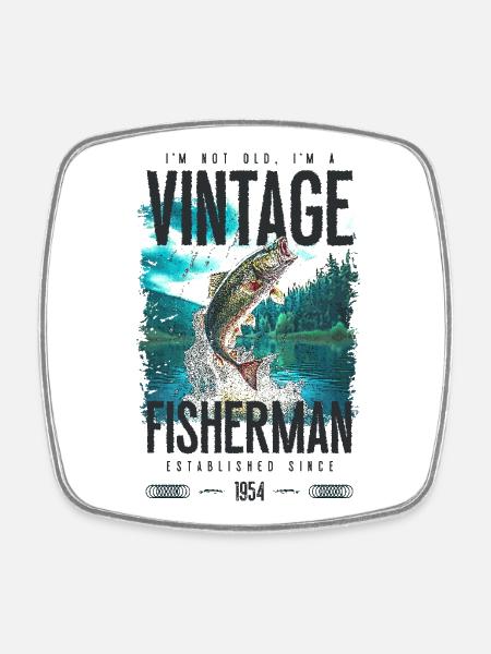 Vintage Trout Fisherman Fishing Birthday 1954 - Firkantet køleskabsmagnet - hvid