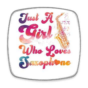 Saxophone Girl Just A Girl Who - Square fridge magnet - white - Front