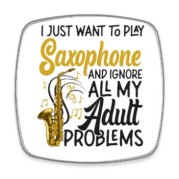 Saxophone I Just Want To Play - Viereckiger Kühlschrankmagnet - Weiß - Vorne