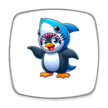Lustiger Pinguin Hai Karneval Cartoon - Viereckiger Kühlschrankmagnet - Weiß - Vorne